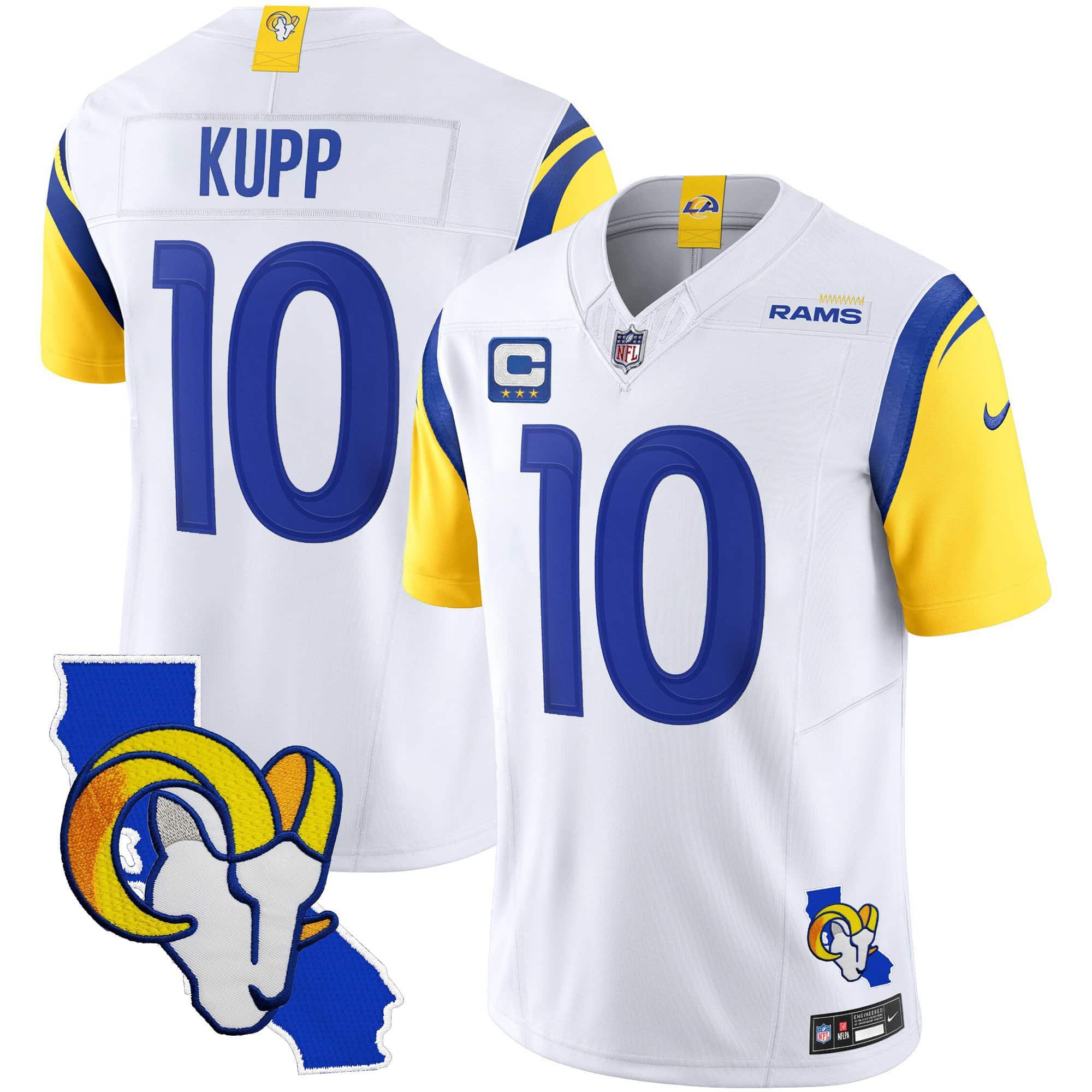 Men Los Angeles Rams #10 Kupp White 2024 Nike California Patch Vapor Limited NFL Jersey
